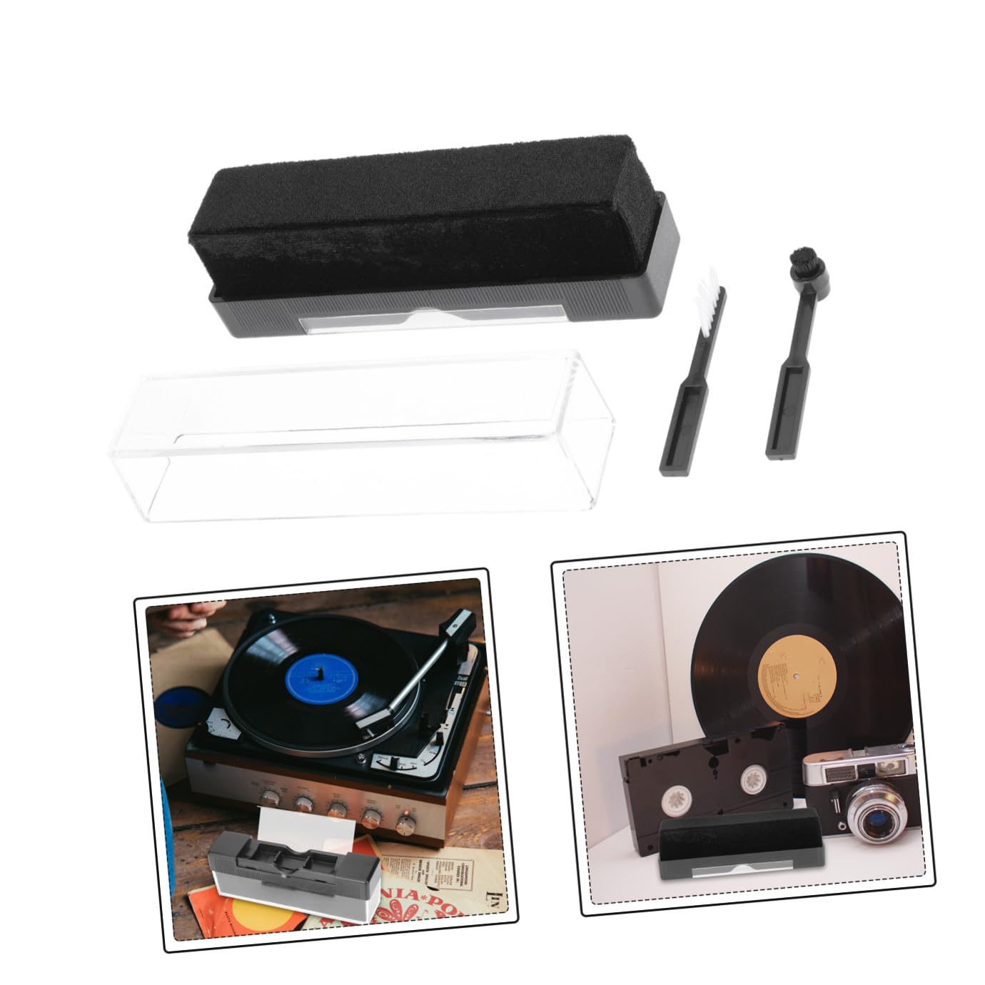HOMSFOU 3 Set Completi Per La Pulizia Del Giradischi Spazzola Antipolvere E Macchina Per La Pulizia Dei in Vinile Per Un Uso Sicuro