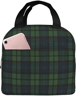 Portable Lunch Box for Scottish Tartan Plaid Green Insulated Lunch Bag Bento Box Food Container Storage Boxes Waterproof For Adults Unisex Office Camping Trips