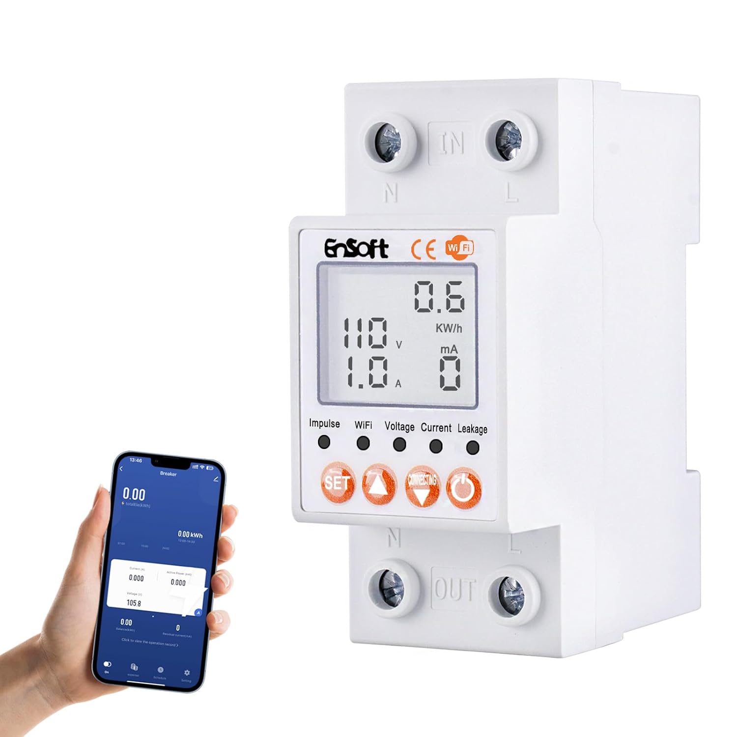 Multi-Purposeful Sensible WiFi Circuit Breaker, Distant Tuya APP Management Circuit Breaker with Leakage, Over Present Over/Below Voltage Safety,Energy Meter Power Monitor and Timer Features – AC110V