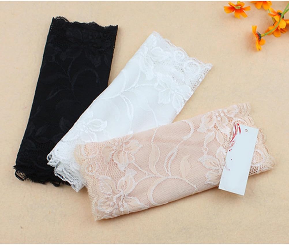 LUOEM 3pcs Women's Floral Lace Tube Top Stretchy Strapless Non-Padded Bandeau, Black, White, Skin, X-Large - Image 6