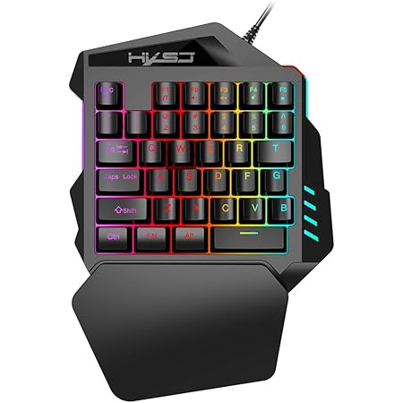 HXSJ V100 Gaming Tastatur Einhändig Membran Mini 35 Schlüssel mit USB verkabelt für PUBG LOL CS Gamer