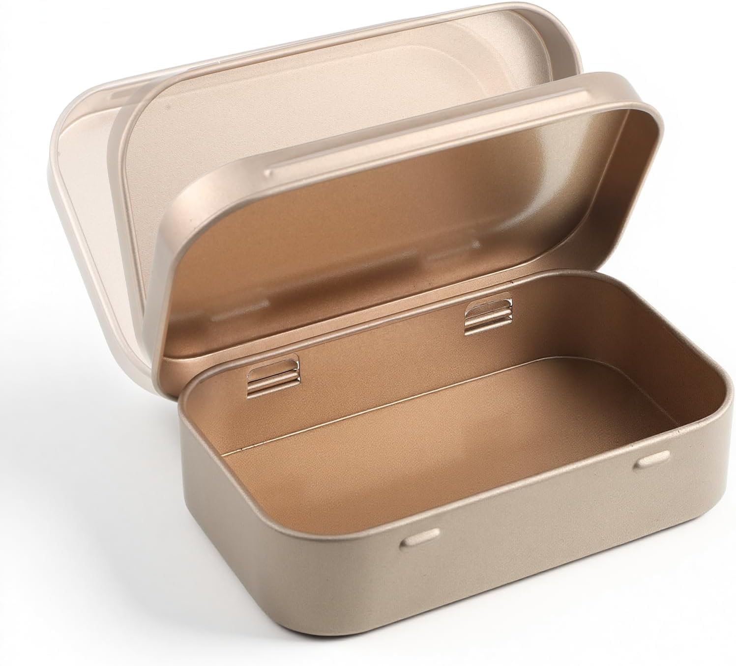 3 PCS Rectangular Metal Tin Box, With Lid Hinged Tins Box Container Empty Craft Containers Portable Small Rose Gold Storage Tin Case for Watercolor Jewelry Eraser Craft Organize 3.7x2.4x0.8 Inch