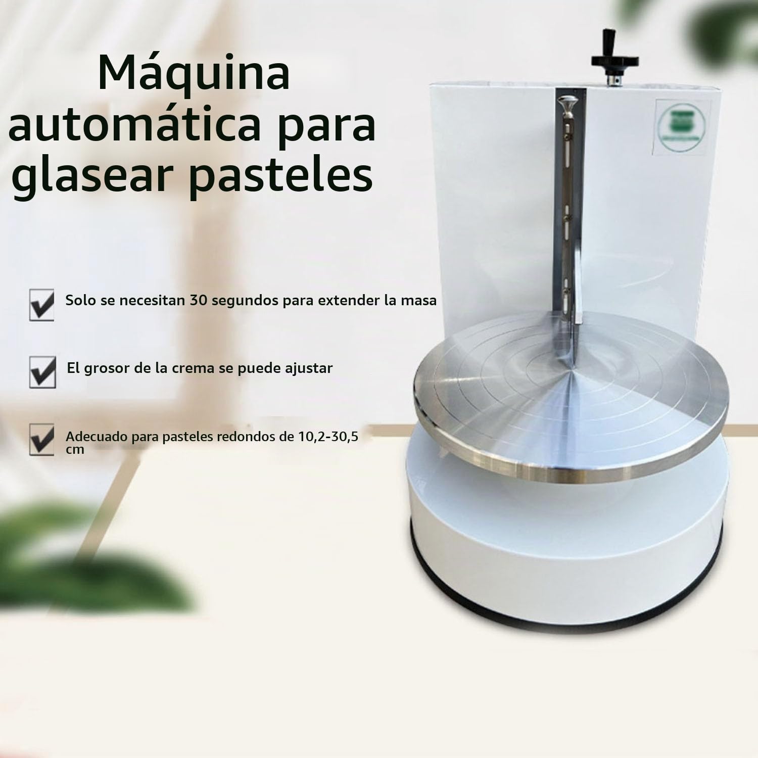 Máquina para Decorar Pasteles Formación Hielo para Tartas Cumpleaños, Máquina Alisadora,Raspador Tartas Ajustable,Bajo Ruido Plato Giratorio con Raspador Ajustable