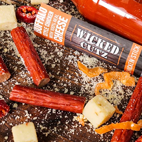 Wicked Cutz Meat & Cheese Sticks, Flavorful, Tender Buffalo Chicken & 100% Real Pepper Jack Cheese Premium Craft Jerky Sticks With 12G Of Protein, Gluten Free, High Protein Snacks, 12 Pack, 1.5Oz #TOP6