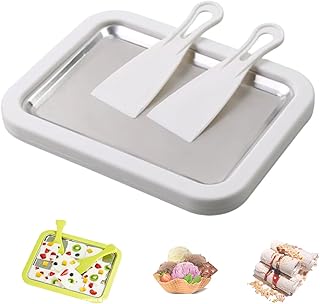 Rolled Ice Cream Maker, Non-Electric Ice Cream Roll Maker Machine, DIY Frozen Yogurt & Sashimi Dessert Maker with Fast Freezing Coolant, Easy to Use & Wash, Includes Food-Grade Scraper