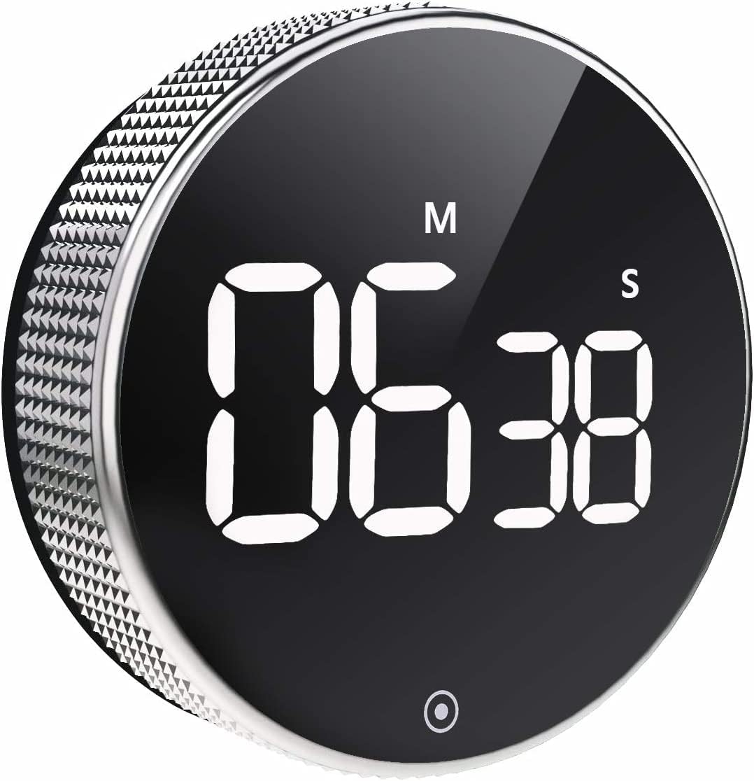 Mumoo Bear Kitchen Hour Meter, Magnetic Countdown LED Digital Hour Meter, Twist One Button Operation for Teacher Kids and Elderly,for Classroom Home Work Fitness, Black