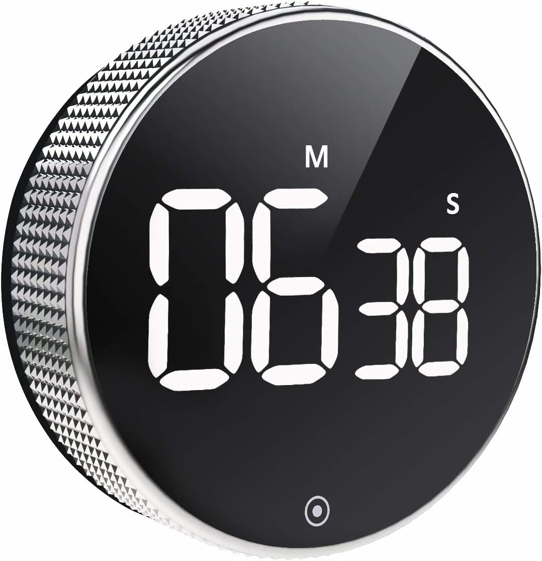 Mumoo Bear Kitchen Hour Meter, Magnetic Countdown LED Digital Hour Meter, Twist One Button Operation for Teacher Kids and Elderly,for Classroom Home Work Fitness, Black