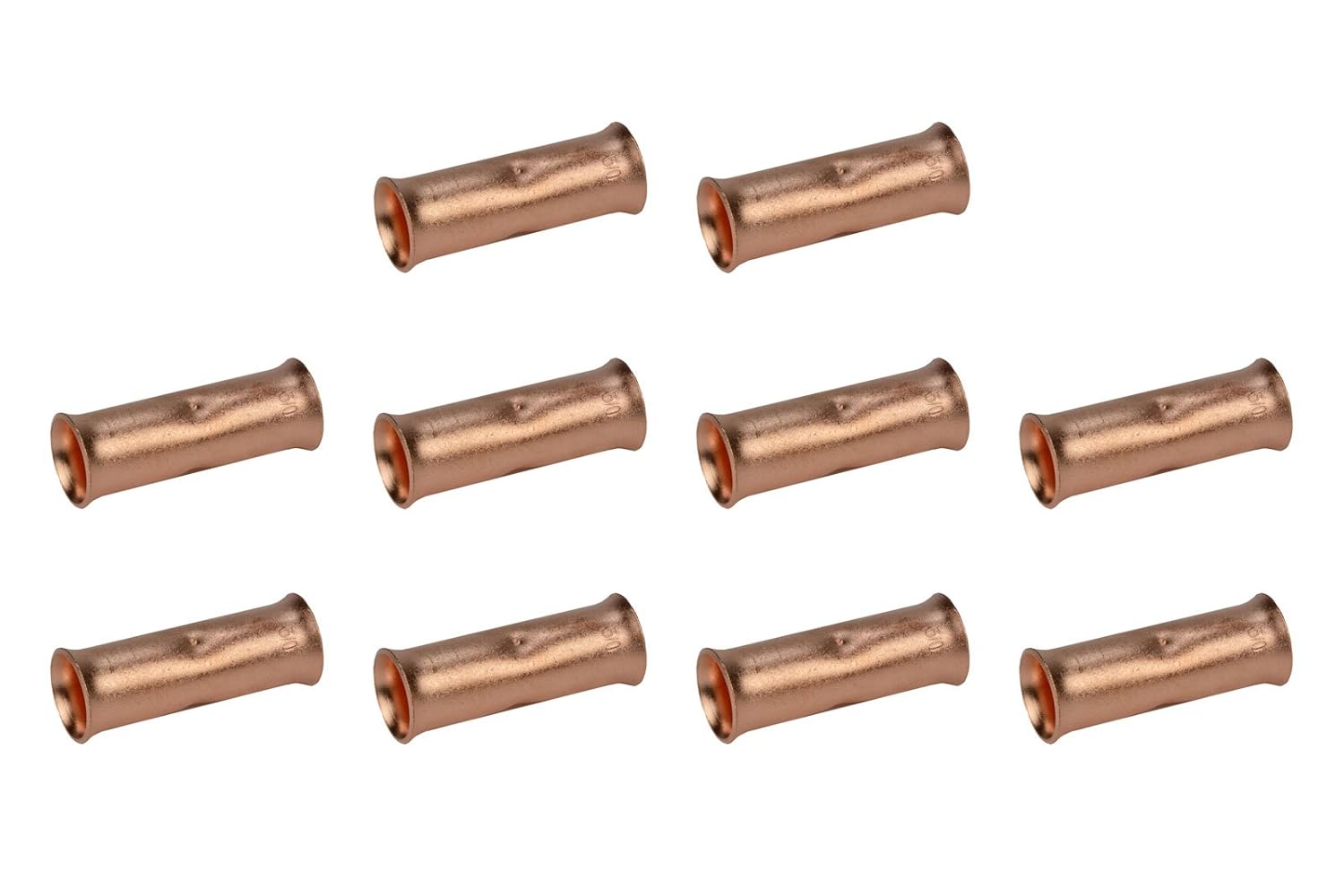 3/0 AWG TEMCo Butt Splice Connector Bare Copper Uninsulated Gauge. 10 Pack