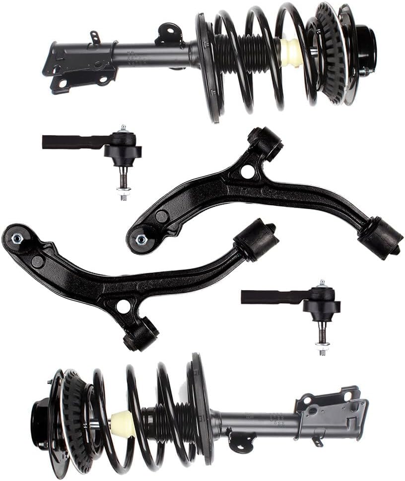 ROADFAR 6pcs Struts Suspension kit Front Strut Spring Assembly Control Arm and Ball Joint Assembly Tie Rod End Fit For 2001-2002 for Chrysler Grand Voyager 2001-2007 for Chrysler Town & Country