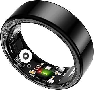 Smart Ring for Women&Men-Activity/Sleep/Heart Rate/HRV/Stress/Women's Health Tracker-IP68 Waterproof/Wearable-No Subscription Fee Required-Compatible with iPhone &Android (Black, 12)