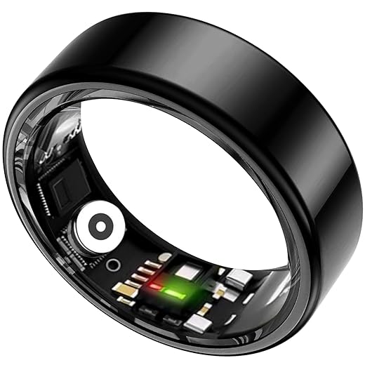 Smart Ring for Women&Men-Activity/Sleep/Heart Rate/HRV/Stress/Women's Health Tracker-IP68 Waterproof/Wearable-No Subscription Fee Required-Compatible with iPhone &Android (Black, 11)