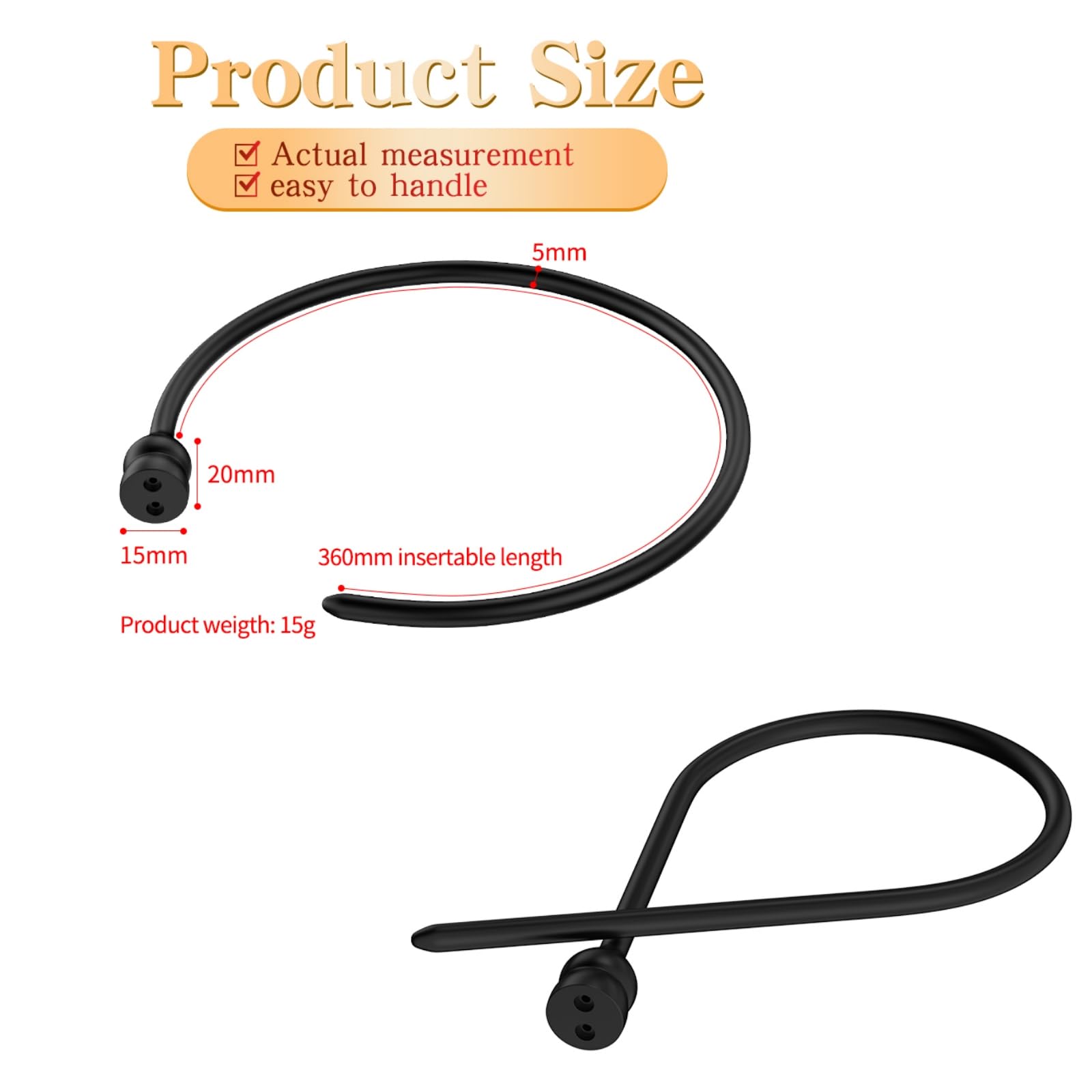 Bastone da cavallo elettroshock extra lungo 36 cm - Plug in silicone - Catetere maschile in silicone N14