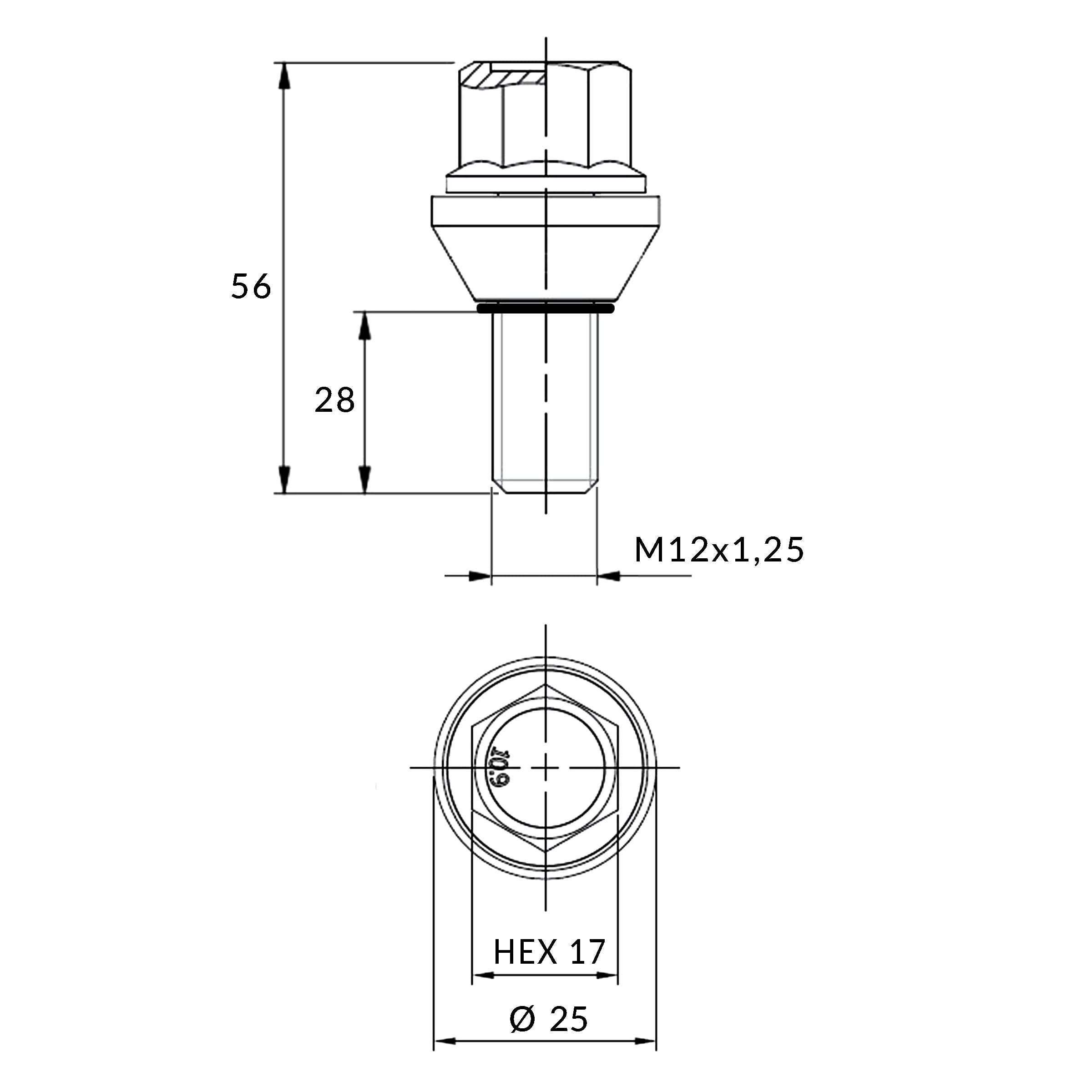 Bullone adattatore del diametro di foratura M12x1,25 28mm Viti eccentriche compatibili con VW Opel (20)