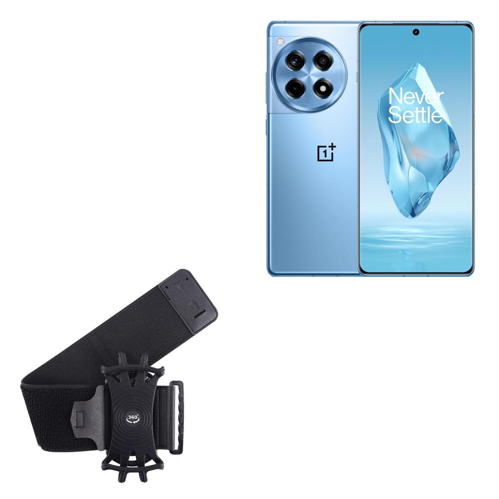 BoxWave Holster Compatible with OnePlus 12R - ActiveStretch Sport Armband, Adjustable Armband for Workout and Running - Jet Black