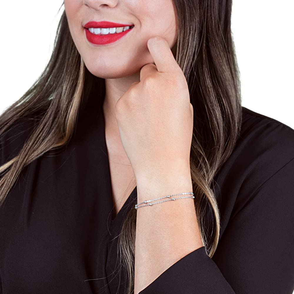 Engelsrufer Damen Armband aus Sterling Silber - doppelt gewickelte Perlen - Karabinerverschluss - längenverstellbar - nickelfrei