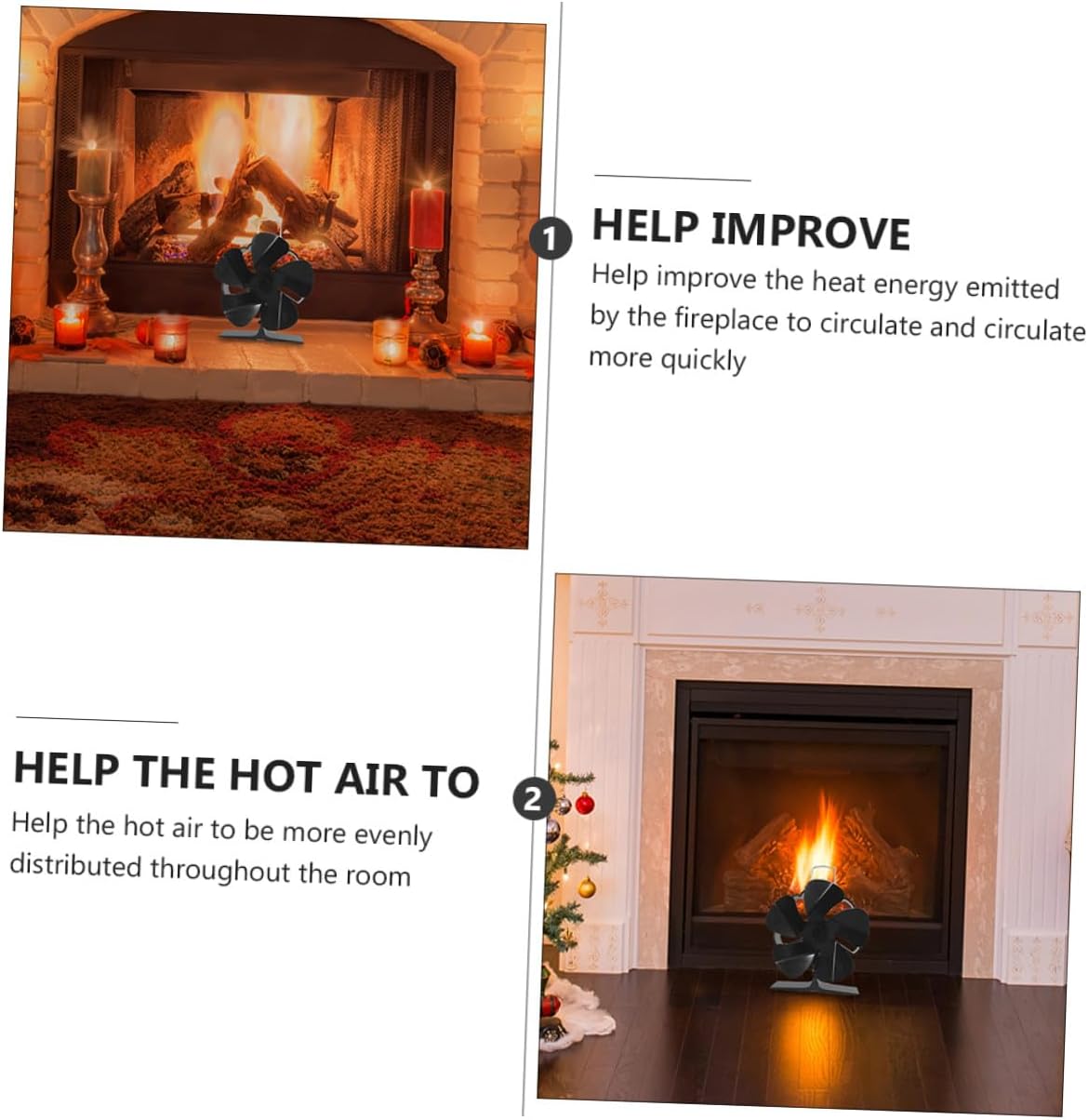 Mini 5-blade Silent Thermal Stove Fan Heat Powered Fireplace Blower for Wood Burning Stoves, Black Compact Fan for Home Heating Efficiency