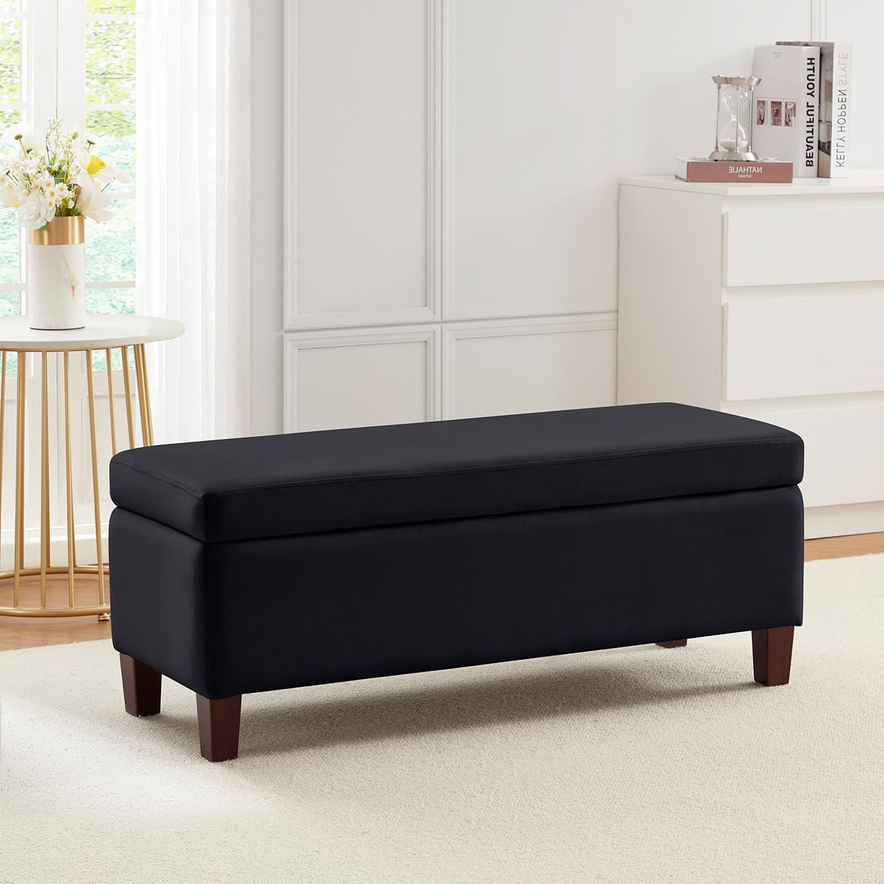 Ornavo Home Storage Ottoman with lid removed showing spacious storage - Multifunctional Furniture