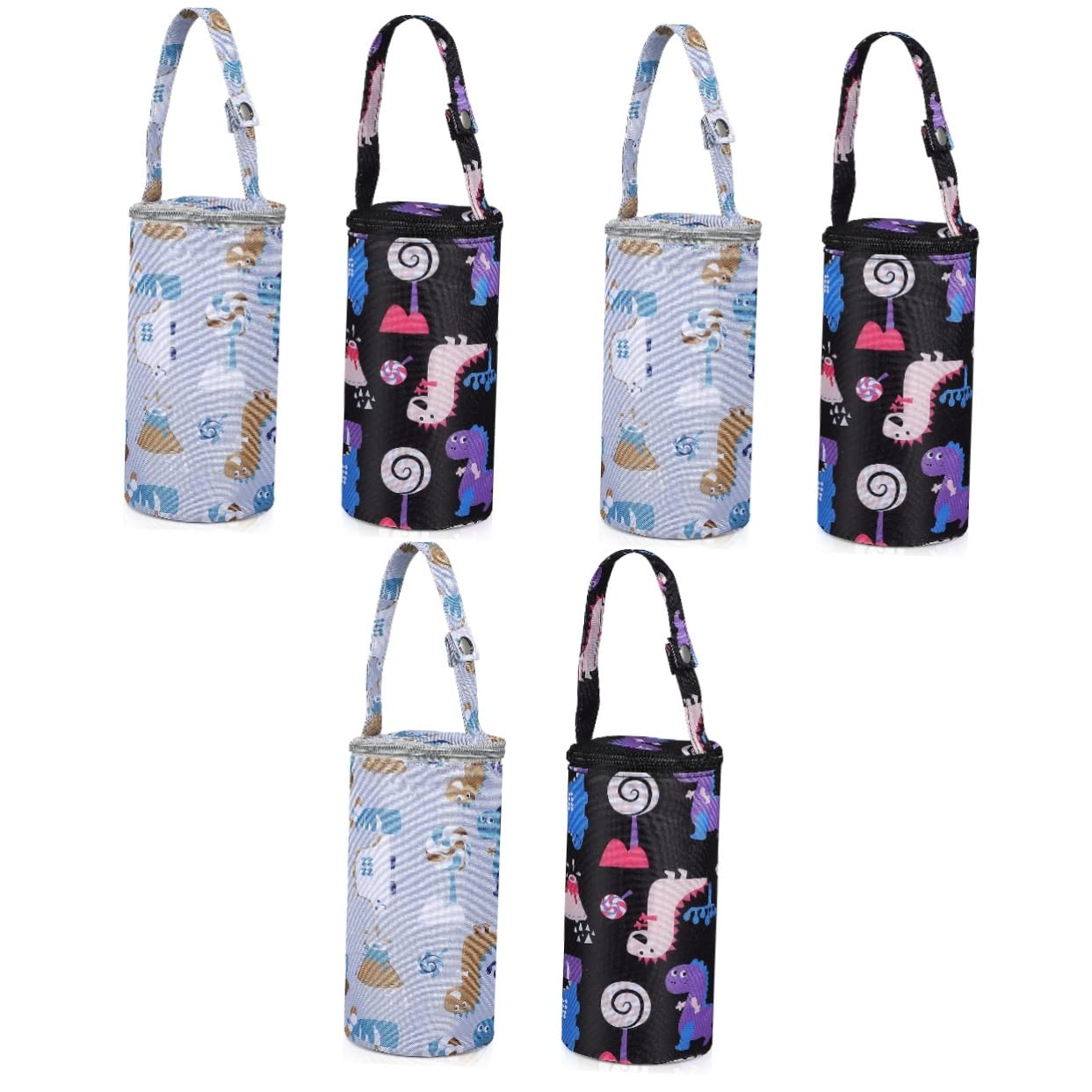 ibasenice 6pezzi Borsa Termica Per Bottiglie Per Stampa Cartoon Borsa Isolante Per Passeggino Per Picnic e Viaggi Realizzata Oxford e Colori e Scuro