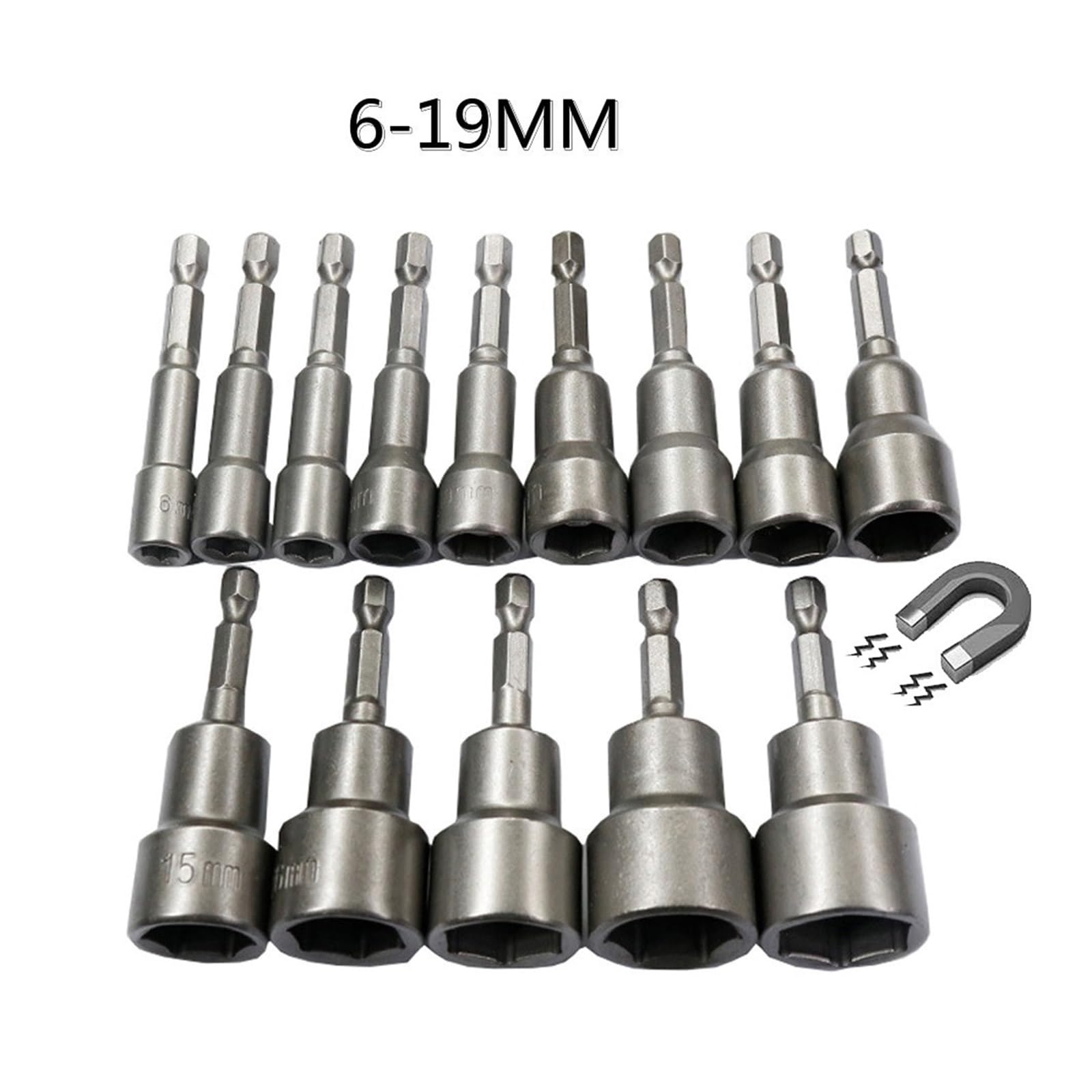 6mm-19mm Impact Socket Cacciavite a dado magnetico 1/4 Set di chiavi esagonali Adattatore for punte da trapano for trapani elettrici Kit prese a percussione