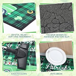 Saint Patricks Day Kitchen Mats Set of 2 St Patricks Day Kitchen Rugs Irish Shamrock St Patrick Gnomes Pattern Kitchen Mats Sets Lucky Green Shamrocks Floor Mat for Kitchen Sink Standing Desk