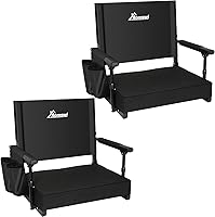 Romswi 2-Pack Bleacher Seats with Back Support, Armrests & 2 Cup Holders - Lightweight Portable Stadium Chairs for Football Games
