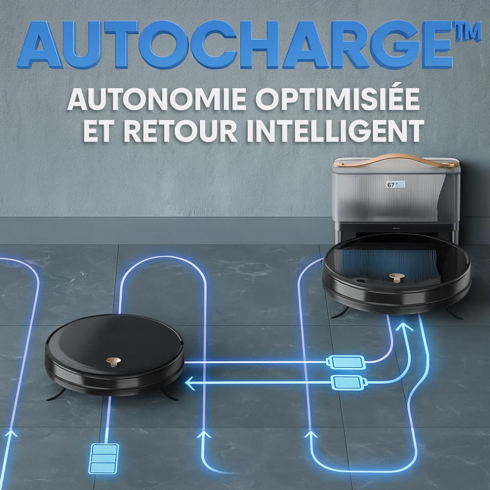 eziclean® I-Bot Z5 robot odkurzający podłączony do odkurzacza