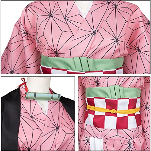 Cosfun Japan Anime Kamado Nezuko Cosplay Kimono fantasia com acessórios de bambu mp005091, Multi, Sm