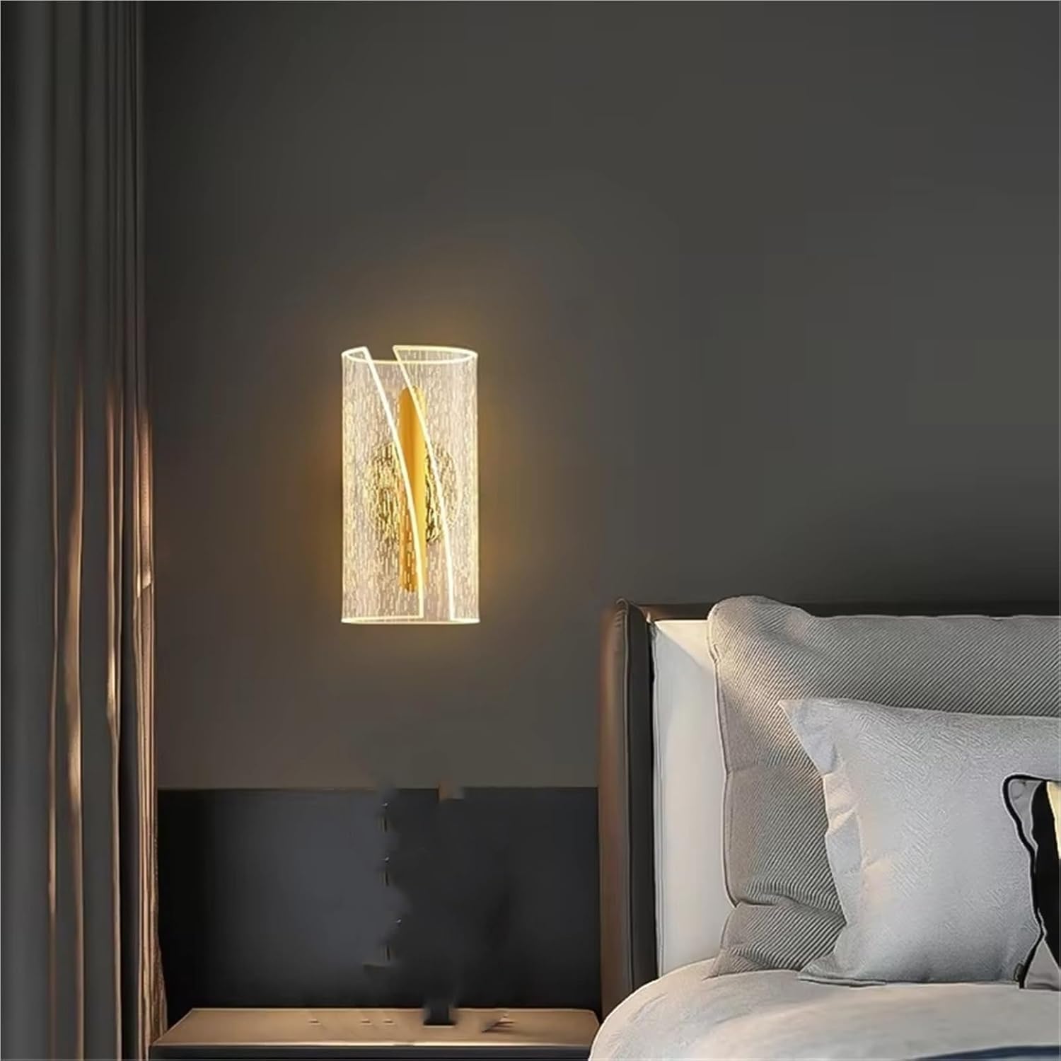 Akrylowa lampa ścienna do oświetlenia wewnętrznego, idealna do sypialni, salonu, korytarza i schodów (ciepłe światło).