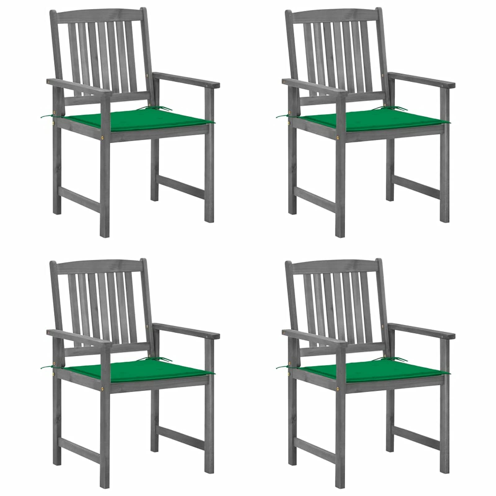 Chaises de jardin en bois d'acacia massif gris avec coussins confortables pour extérieur