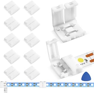 10-Packs 2-Pin LED Connectors for LED Strip Lights 10MM Width Unwired Gapless Solderless Adapter Extension