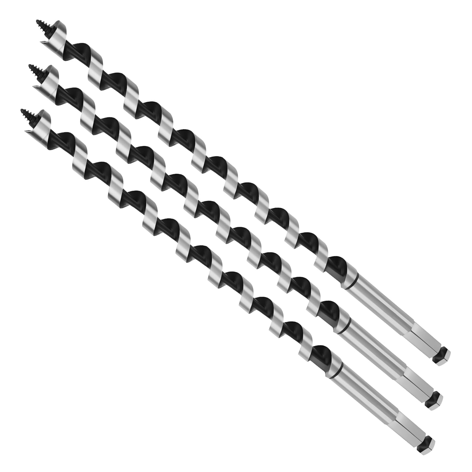 MOXPIFY Wood Auger Drill Bits, 3pcs 13mm Timber Drill Bits 300mm Long Hex Shank, Extra Long Drill Bits Wood For Woodworking (3pcs x 13mm x 300mm) โ image 1