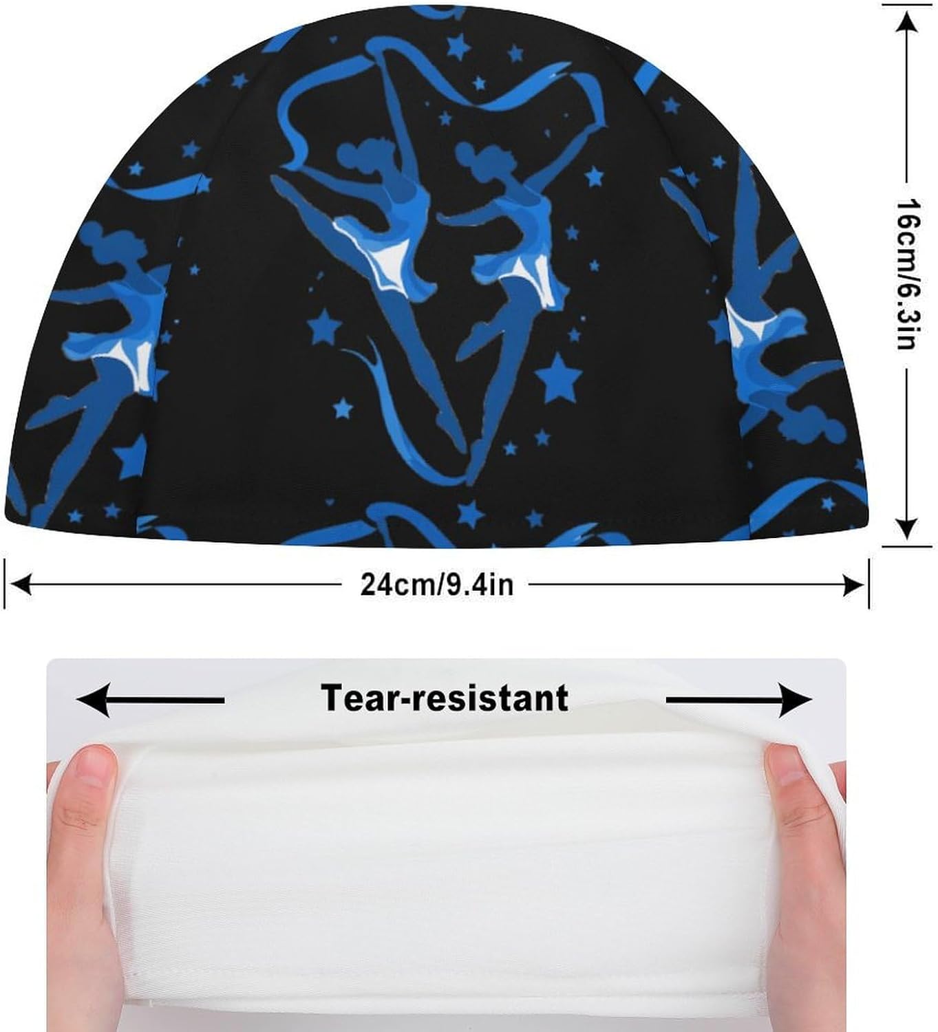 Gymnast Gymnastics Ribbon Womens Swim Cap for Men Adult Swimming Hat Curly Short Medium Long Hair