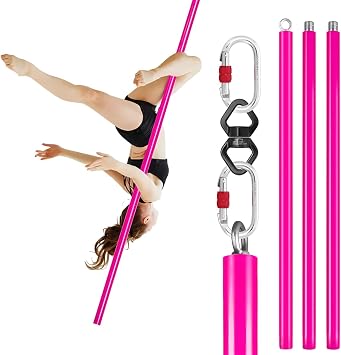 Dreamlin 9.8ft/3m Silicone Aerial Flying Dance Pole Portable Suspension Yoga Fitness Tube Hanging Rotary Silicone Steel Dancing Pole Gym Equipment for Home