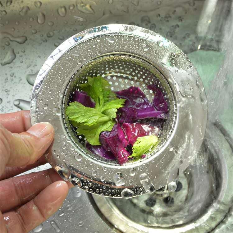 Image of Go Store 2 Pcs Kitchen Sink Strainer Heavy Duty Stainless Steel Strainer Kitchen Drain Basin Basket Filter Stopper Drainer Sink Jali - 11.5 cm, 51 mm