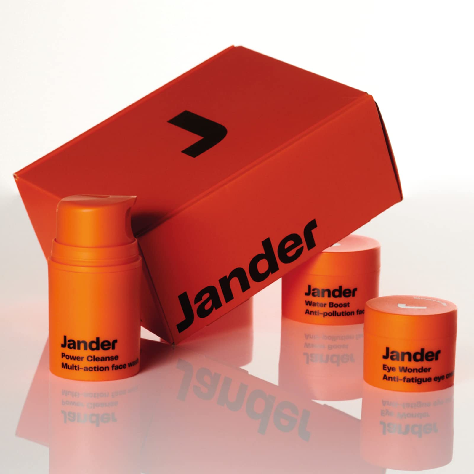 Jander - Set de Cuidado Facial para Hombres: Reduce Arrugas, Elimina Ojeras e Hidrata tu piel - Incluye Limpiador Facial, Contorno de Ojos y Crema Hidratante