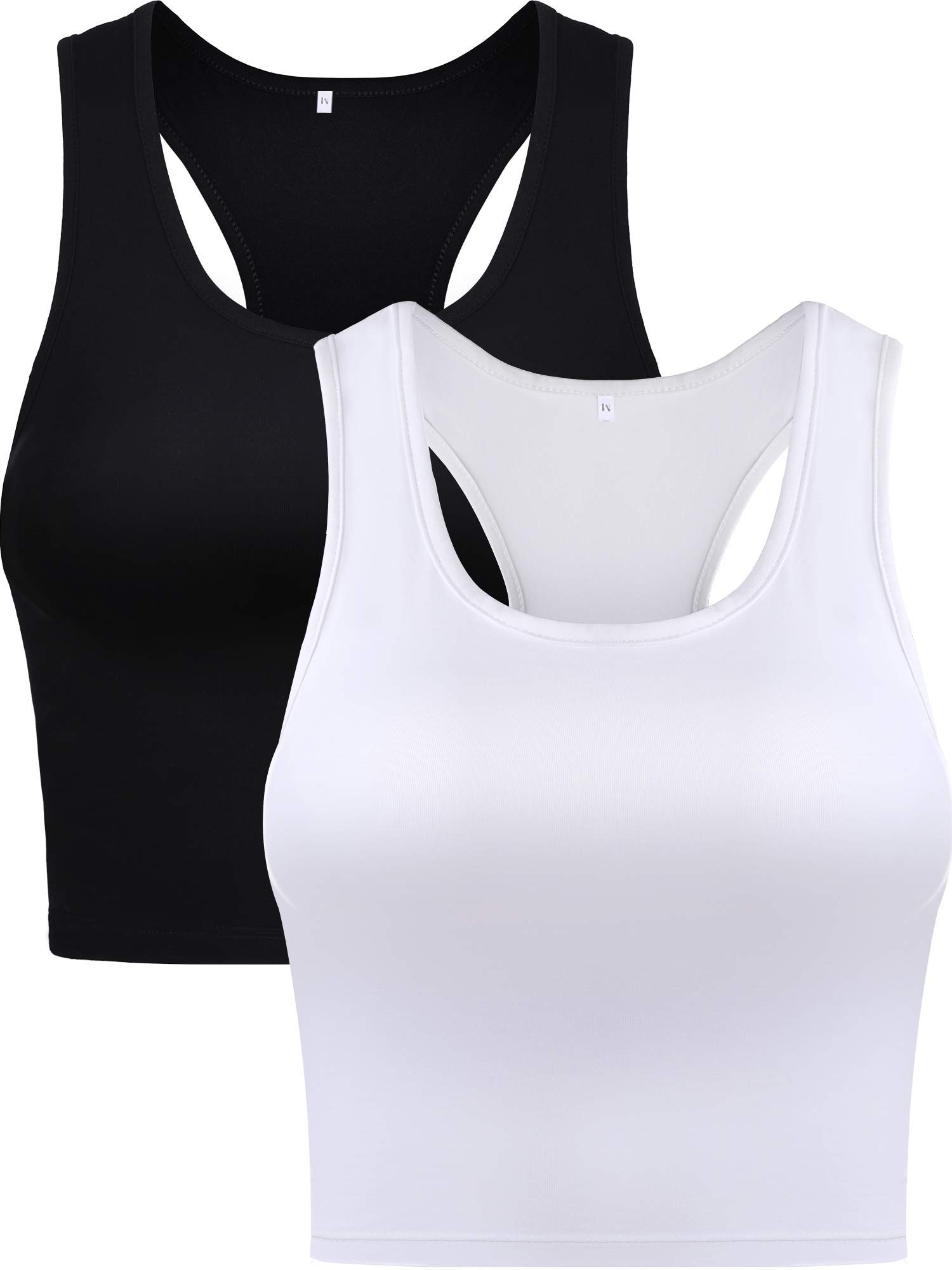 Boao2 Pieces Crop Tank Top Basic Sleeveless Crop Top Workout Racerback Cropped Tank Sports Top for Women (,)