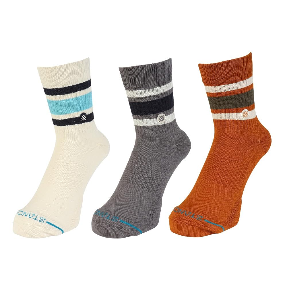 Stance Boyd Quarter 3 Pack Socks Multi Patterned Striped Large