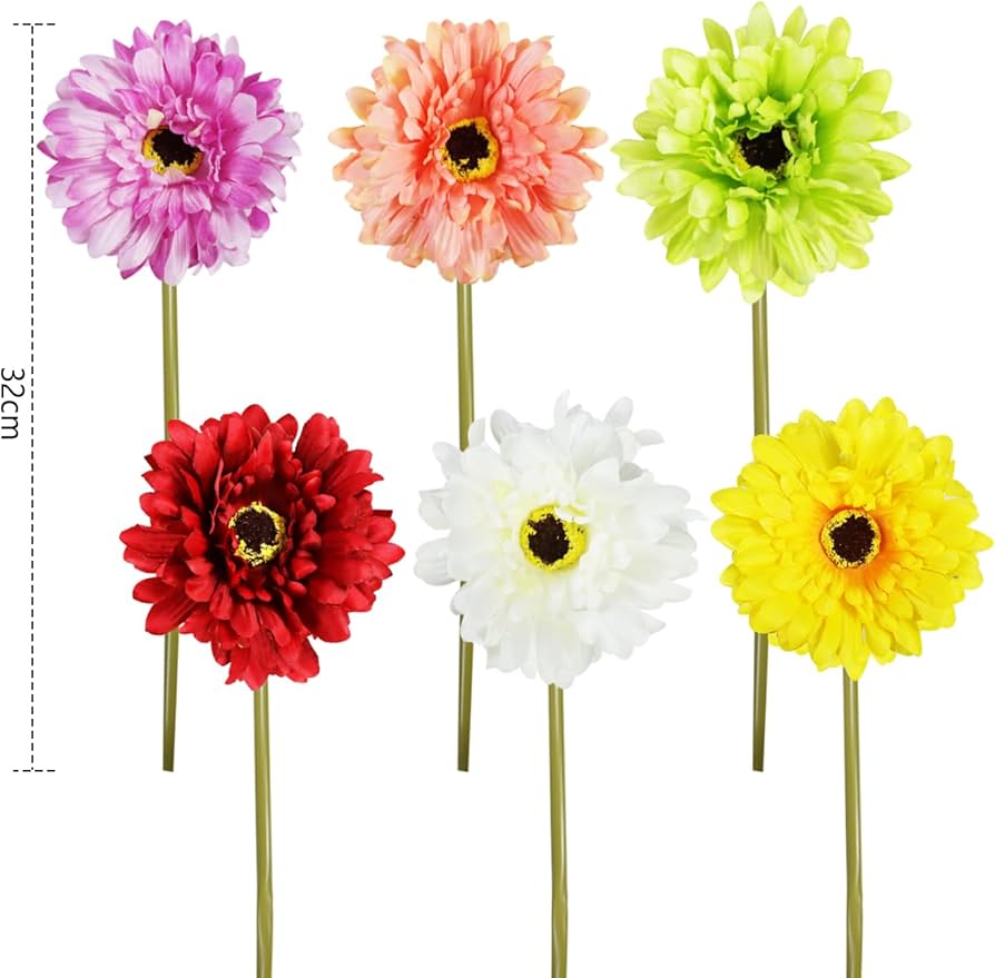 Amazon｜DIFEIUKI ガーベラ 造花 6本入 フェイクブーケ フェイク