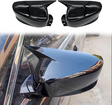 ABS Rearview Mirrors Cover Fit for 8th Gen Honda Accord 2008-2012 Ox Horn Side Rear View Mirror Cover Side Rear View Mirror Guard Cover Exterior Accessories 2PCS-No Turn SignalBright black