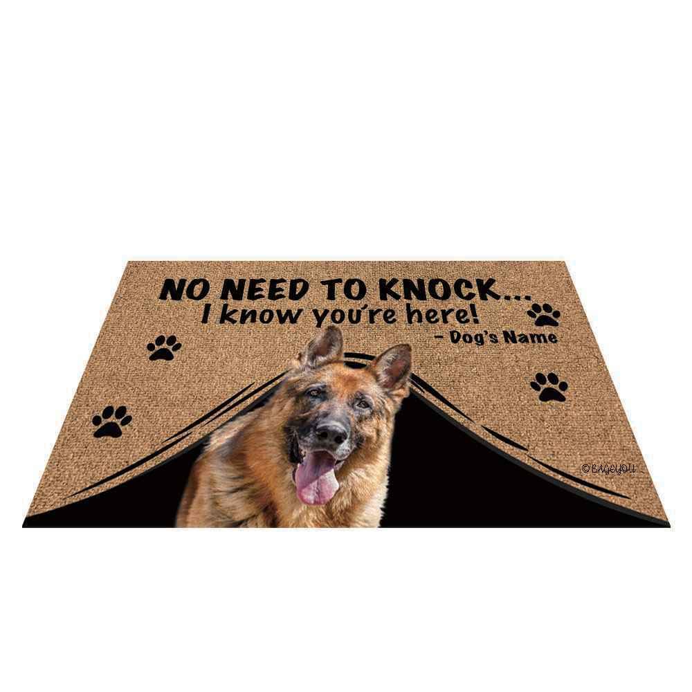 BAGEYOU – Zerbino Personalizzato Con Nome E Frase 'No Need To Knock I Know You're Here' – 60x40 Cm, Con Retro Antiscivolo, Per Interni/esterni