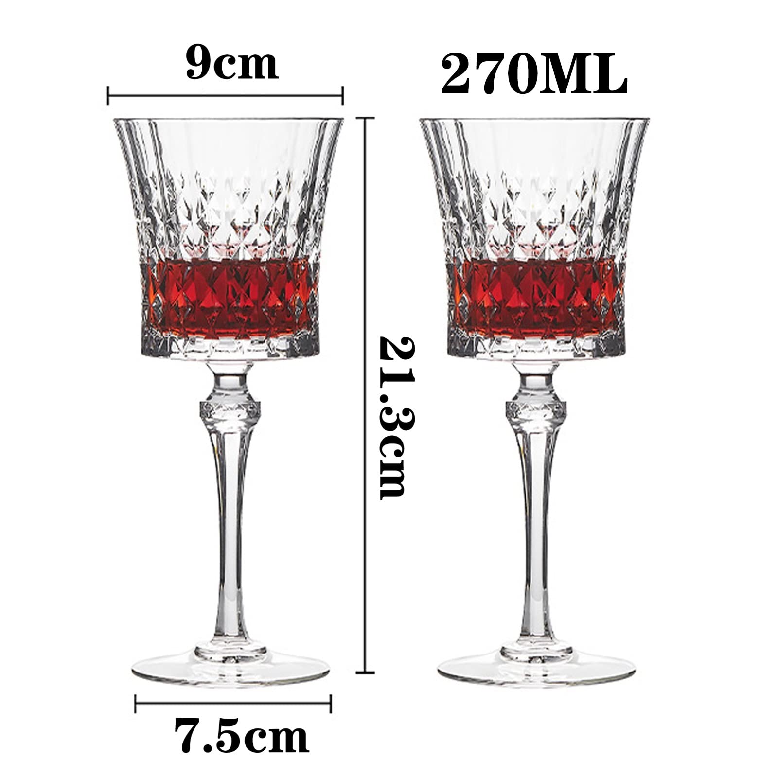 HJXGQJM Whisky Gläser, Rotweingläser Set, Non-Leaded Clarity Whiskyglas, Wein Zubehör, Set Von 2 Gläser for Wein, Cocktails Oder Saft, Spülmaschinenfest, Kristallweinglas Weingläser(Red Wine Glasses)