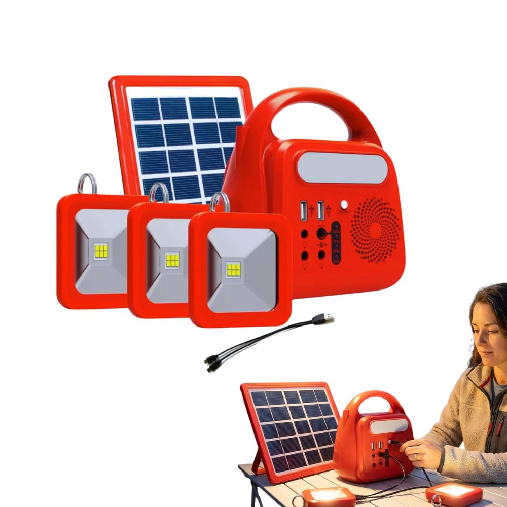 Drumstone (𝐒𝐩𝐞𝐜𝐢𝐚𝐥 𝟏𝟓 𝐘𝐞𝐚𝐫𝐬 𝐖𝐚𝐫𝐫𝐚𝐧𝐭𝐲) Mini Solar Inverter Lighting Kit with 10W Panel | 3 LED Bulbs, 6000mAh Battery, USB Charging | Emergency Solar Light for Home, Camping-image-4
