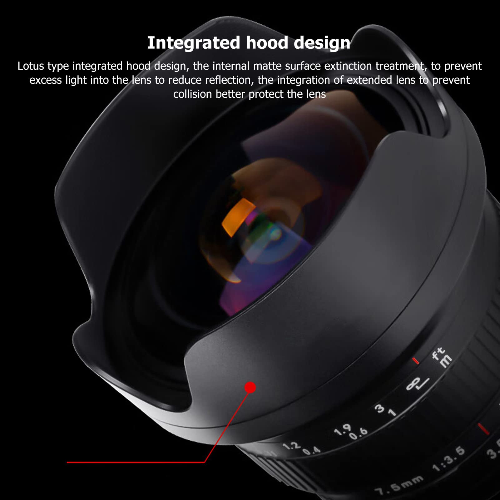 Obiettivo per Fotocamera DSLR F3.5 da 7,5 Mm, Sostituzione Dell'obiettivo Fisheye per Fotocamera in Vetro Ottico Ultra Grandangolare per 80D 77D