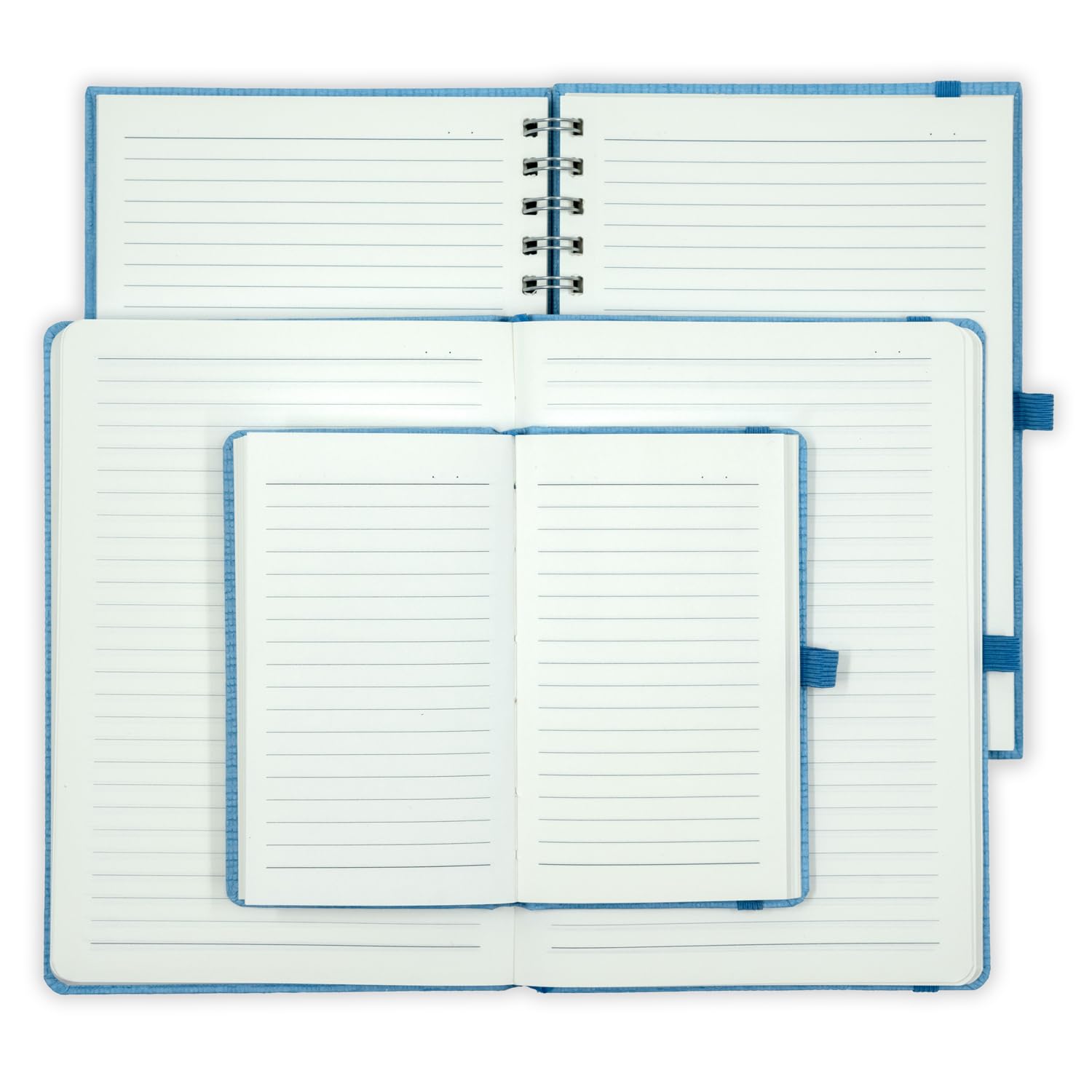 COMMA Abaca-Kombi, A5-Größe, gebunden, A5-Format, drahtgebundenes Notizbuch und A6-Taschennotizbuch, 192 Seiten (A5 HB und A6 HB) und 200 Seiten (A5 WB), 80 g/m² natürliches Schattierungspapier,