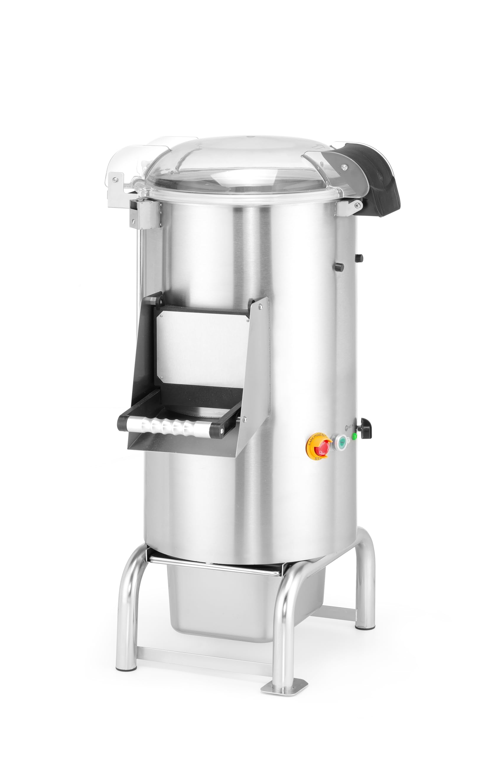 HENDI Pelapatate professionale, macchina pelapatate elettrica, 18kg per carico, capacità 240–360kg/h, peso 42,4kg, 230V, 1100W, 622x540x(H)997mm, acciaio inox