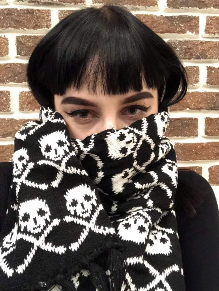 GLigeT Scarf Stylish Winter Knitted Unisex Women Men Scarf Acrylic Scarf Wraps With Fringe Black Chunky Oversized Winter/Fall