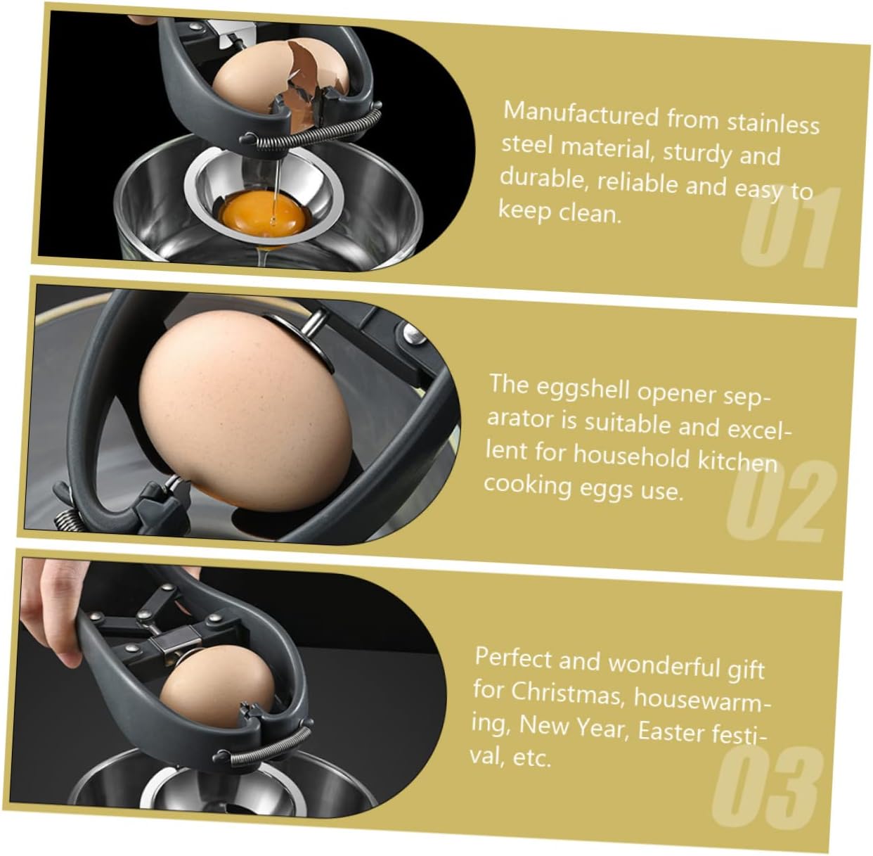 Cabilock 2pcs Egg Yolk Separator Tool Stainless Steel Egg Cracker Opener Separator for Chicken and Quail for Kitchen