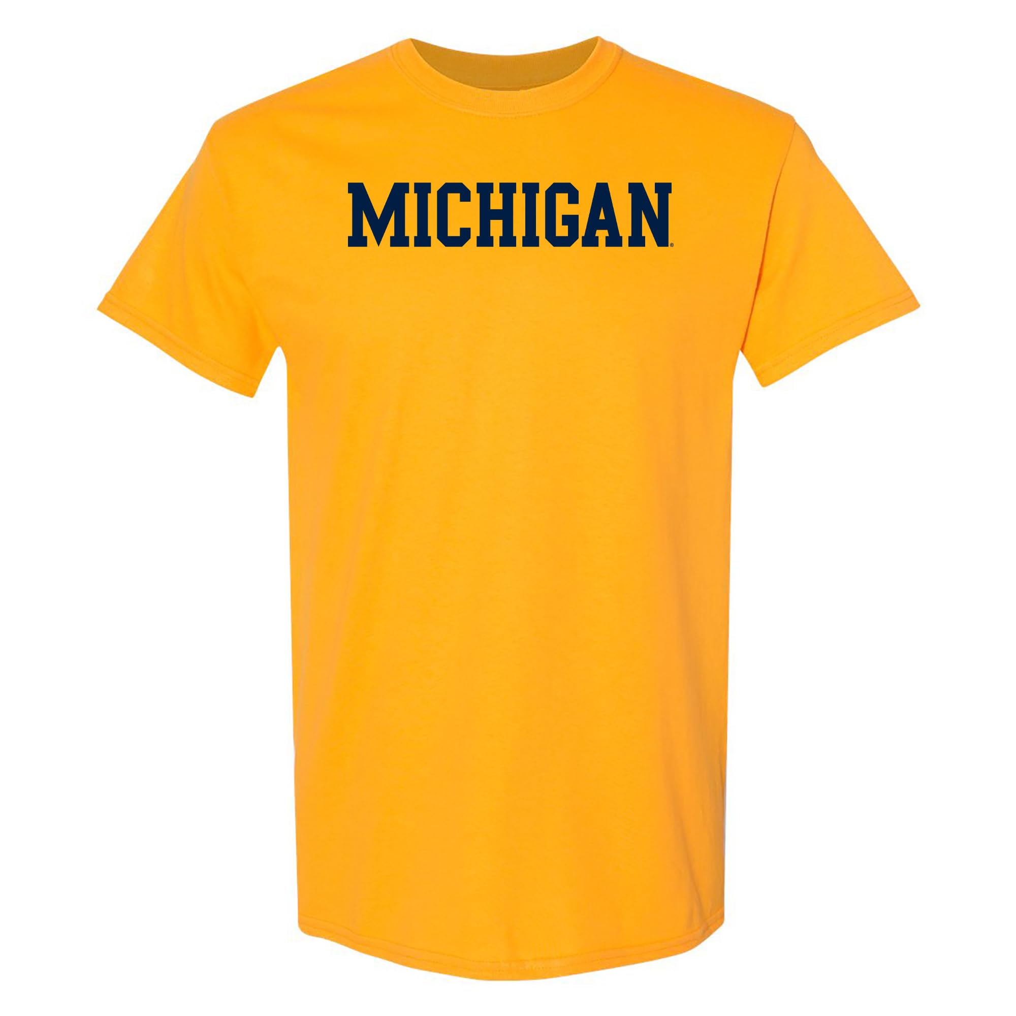 NCAA Basic Block, Team Color T-Shirt, College, University, Michigan Wolverines Gold, 4XL