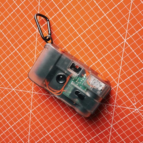 IUTD STUDIOS to Be Continued (TBC) Reusable 35mm Film Camera – Transparent Design, 28mm Wide Lens, Orange Gel Filter, Built-in Flash, Point and Shoot