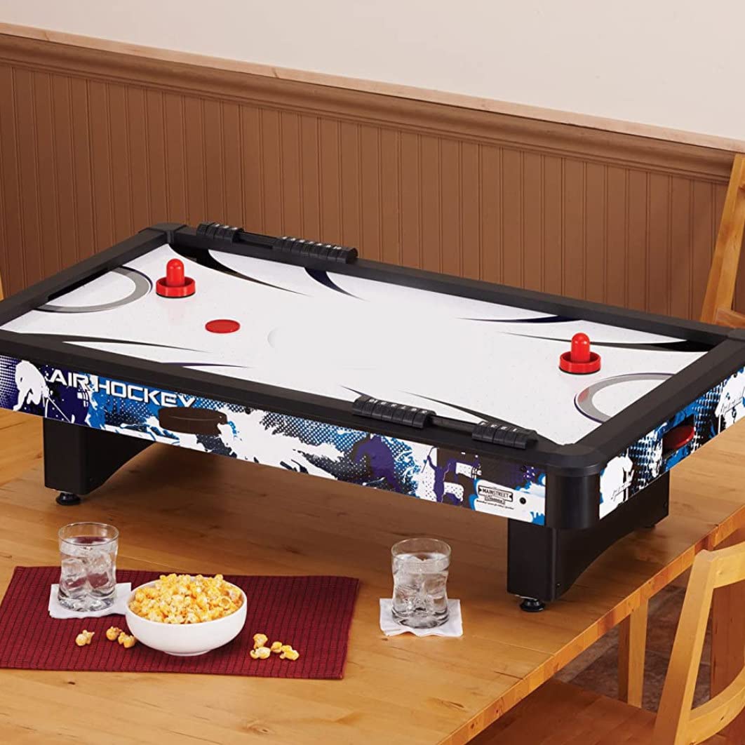Set De 4 Palets Et 2 Pagaies De Rechange – Hockey Pneumatique – Fond Feutre – Glisse Rapide – Universel – Rouge/Noir/Bleu